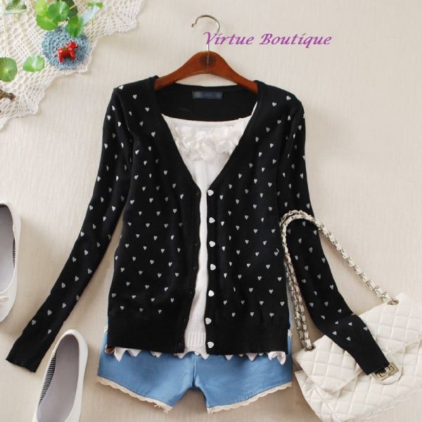 CARDIGAN HEART PRETO